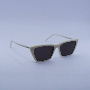 Saint Laurent SL737 MICA THIN 005 Sunglasses Ivory Cat Eye Frame, Black Lenses